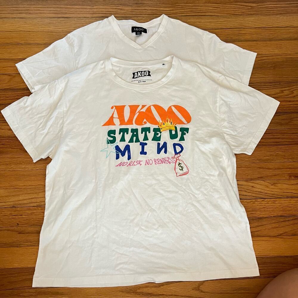 Lot of 2 Akoo Men’s Graphic T Shirts Size XXXL 3XL Tee Casual Lightweight Party